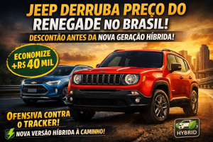 Jeep reduz drasticamente o preço do Renegade no Brasil e inicia uma ofensiva estratégica para enfrentar rivais e preparar nova geração com tecnologia híbrida