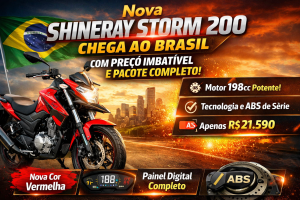 Shineray Storm 200 chega ao Brasil com nova cor, preço competitivo e pacote completo para dominar o segmento das motos 200 cc