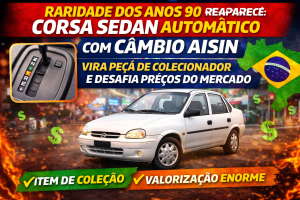 RARIDADE DOS ANOS 90 REAPARECE: CORSA SEDAN AUTOMÁTICO COM CÂMBIO AISIN VIRA PEÇA DE COLECIONADOR E DESAFIA PREÇOS DO MERCADO