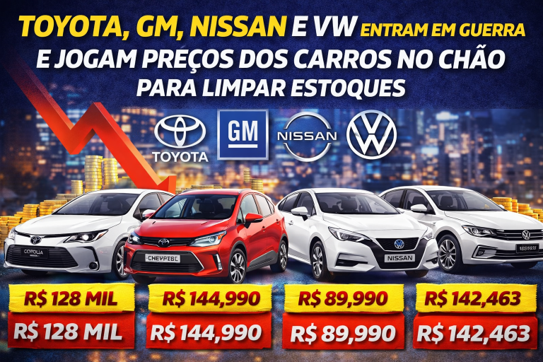 MONTADORAS REDUZEM PREÇOS NO BRASIL: TOYOTA, GM, NISSAN E VOLKSWAGEN ENTRAM EM GUERRA PARA LIQUIDAR ESTOQUES E ENFRENTAR NOVA CONCORRÊNCIA