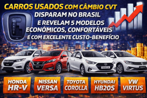 CARROS USADOS COM CÂMBIO CVT DISPARAM NO BRASIL E REVELAM 5 MODELOS ECONÔMICOS, CONFORTÁVEIS E COM EXCELENTE CUSTO-BENEFÍCIO