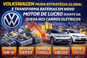 VOLKSWAGEN MUDA ESTRATÉGIA GLOBAL E TRANSFORMA BATERIAS EM NOVO MOTOR DE LUCRO DIANTE DA QUEDA NOS CARROS ELÉTRICOS
