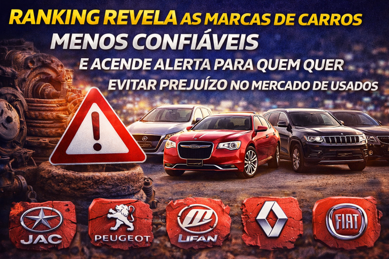 Ranking revela as marcas de carros menos confiáveis e acende alerta para quem quer evitar prejuízo no mercado de usados