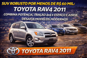 SUV robusto por menos de R$ 60 mil: Toyota RAV4 2011 combina potência, tração 4×4 e espaço e ainda desafia modelos modernos