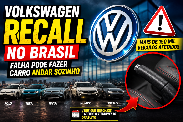Volkswagen convoca recall de mais de 150 mil veículos no Brasil por falha que pode fazer carro se mover sozinho