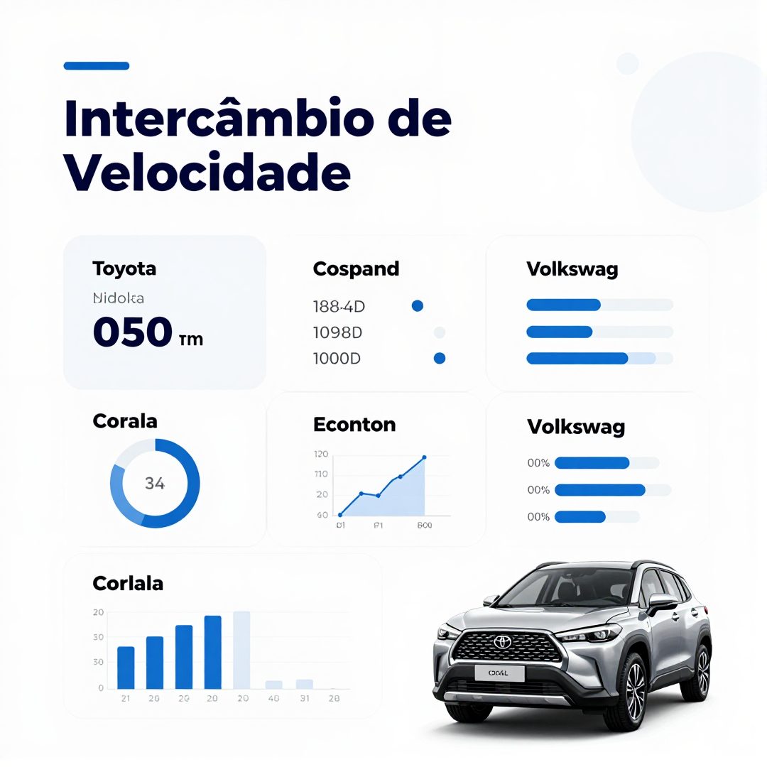 Infográfico - Intercâmbio de Velocidade: Toyota Corolla Cross vs. Volkswagen T-Cross na Rota do Estádio