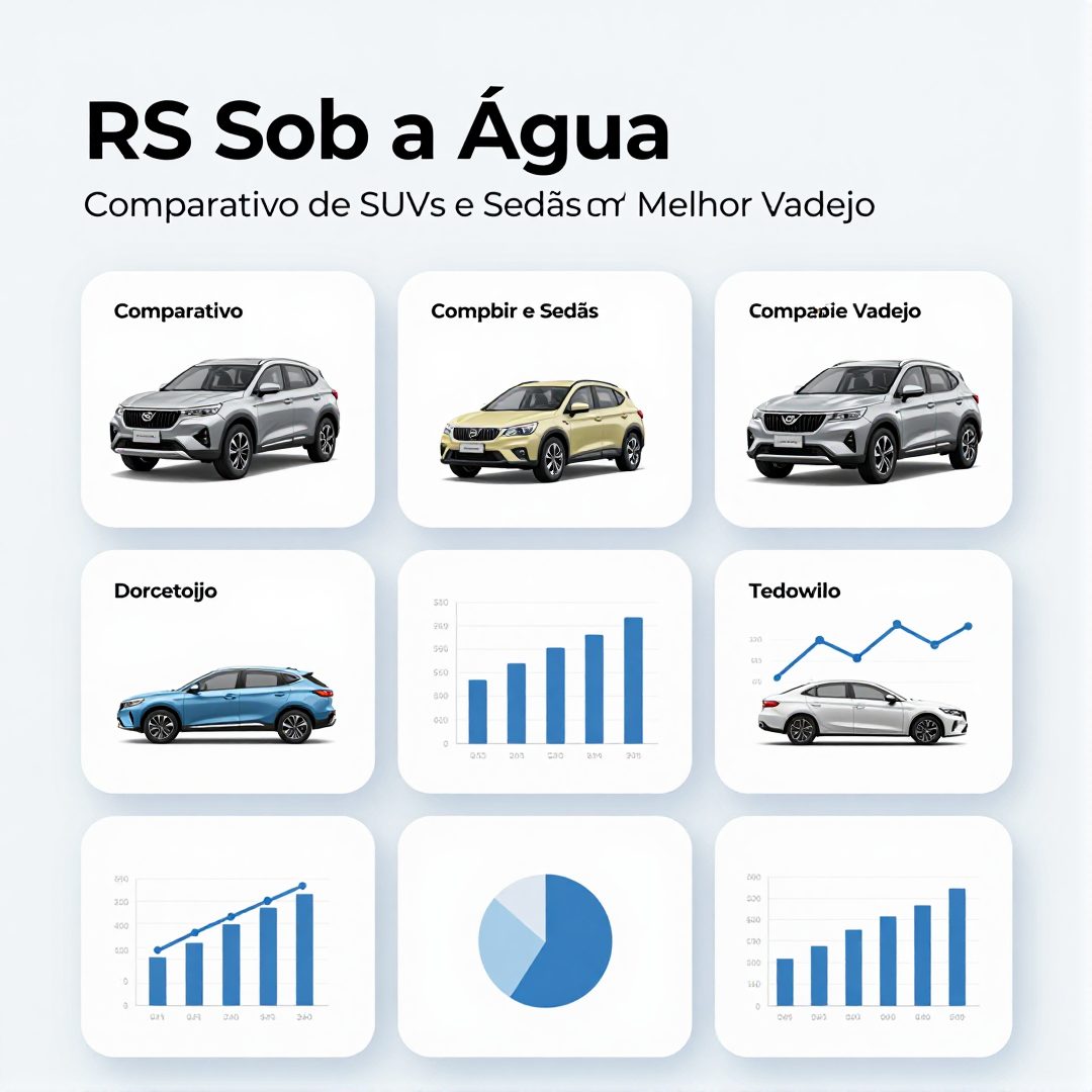 Infográfico - RS Sob a Água: Comparativo de SUVs e Sedãs com Melhor Vadejo para os Próximos 15 Dias