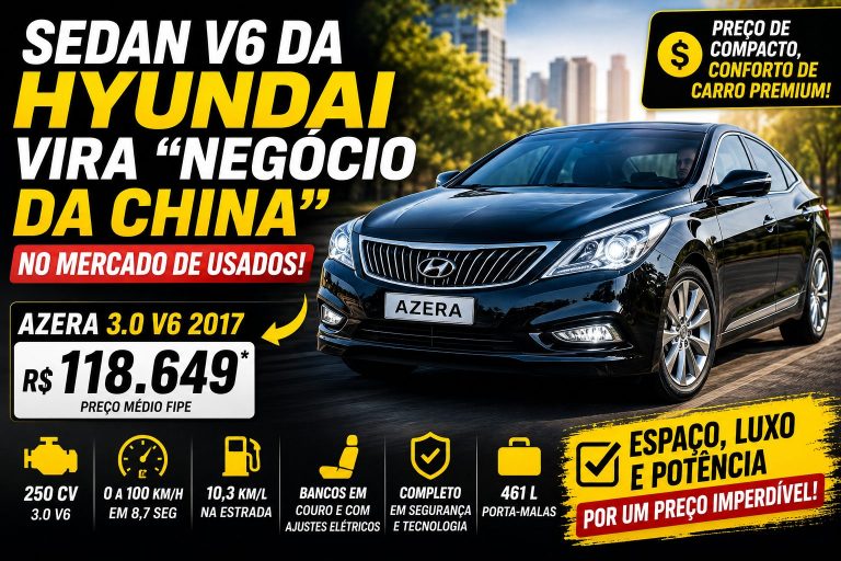 Hyundai Azera V6 2017 vira destaque no mercado de usados ao oferecer luxo e desempenho por preço competitivo