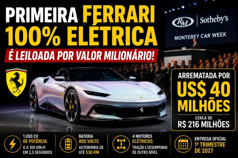 Primeira Ferrari 100% elétrica é leiloada por valor milionário