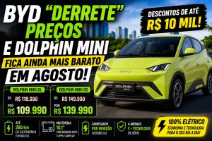 BYD Dolphin Mini fica até R$ 10 mil mais barato em agosto