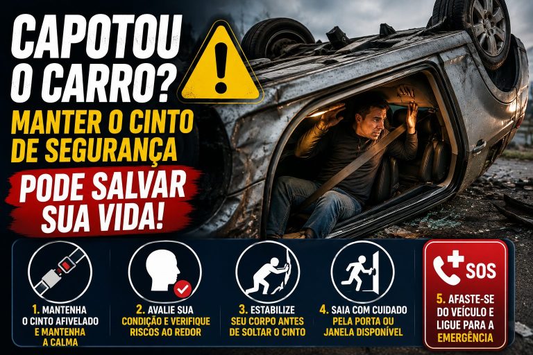 Capotou o carro? Manter o cinto de segurança pode salvar sua vida