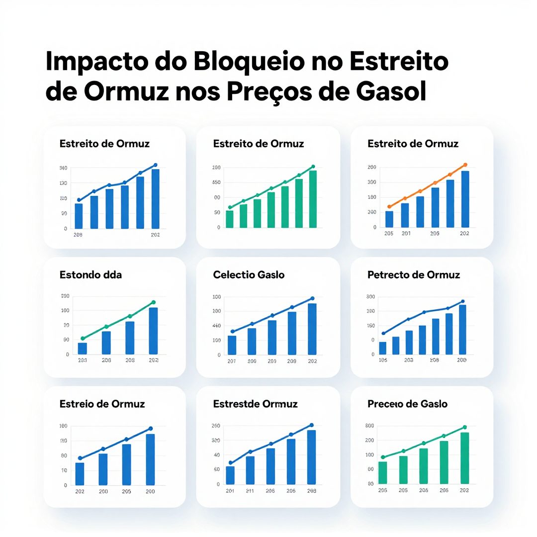 Infográfico - Impacto do Bloqueio no Estreito de Ormuz nos Preços da Gasolina e Diesel no Brasil