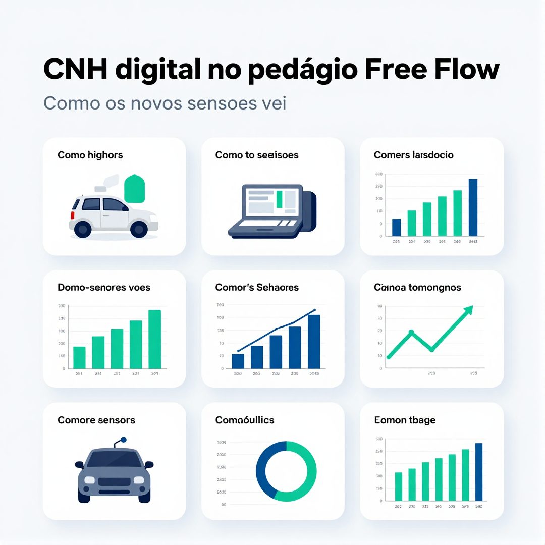 Infográfico - CNH digital no pedágio free flow: como os novos sensores veiculares evitam multas e travamentos