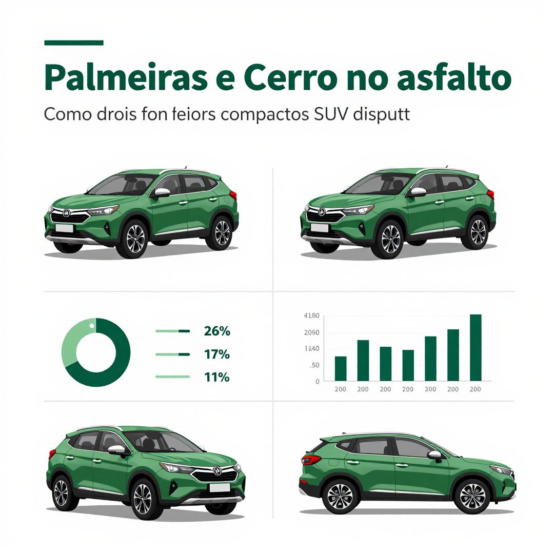 Infográfico - Palmeiras e Cerro no asfalto: como dois compactos SUV disputam empate técnico de eficiência