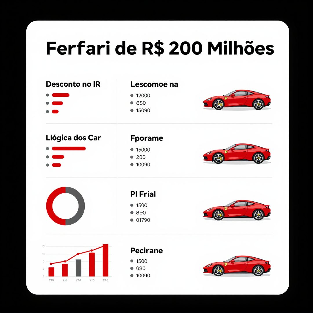 Infográfico - Ferrari de R$ 200 Milhões, Desconto no IR e a Lógica dos Carros de Luxo no Brasil: DNN Carros Analisa