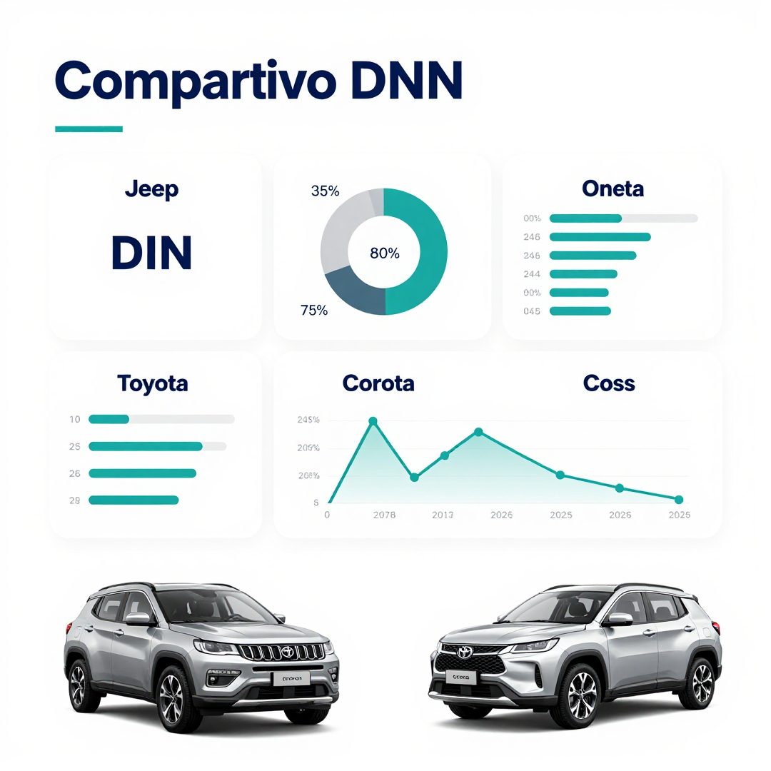 Infográfico - Comparativo DNN: Jeep Compass e Toyota Corolla Cross duelam como Atlético-MG e Grêmio no Brasileirão