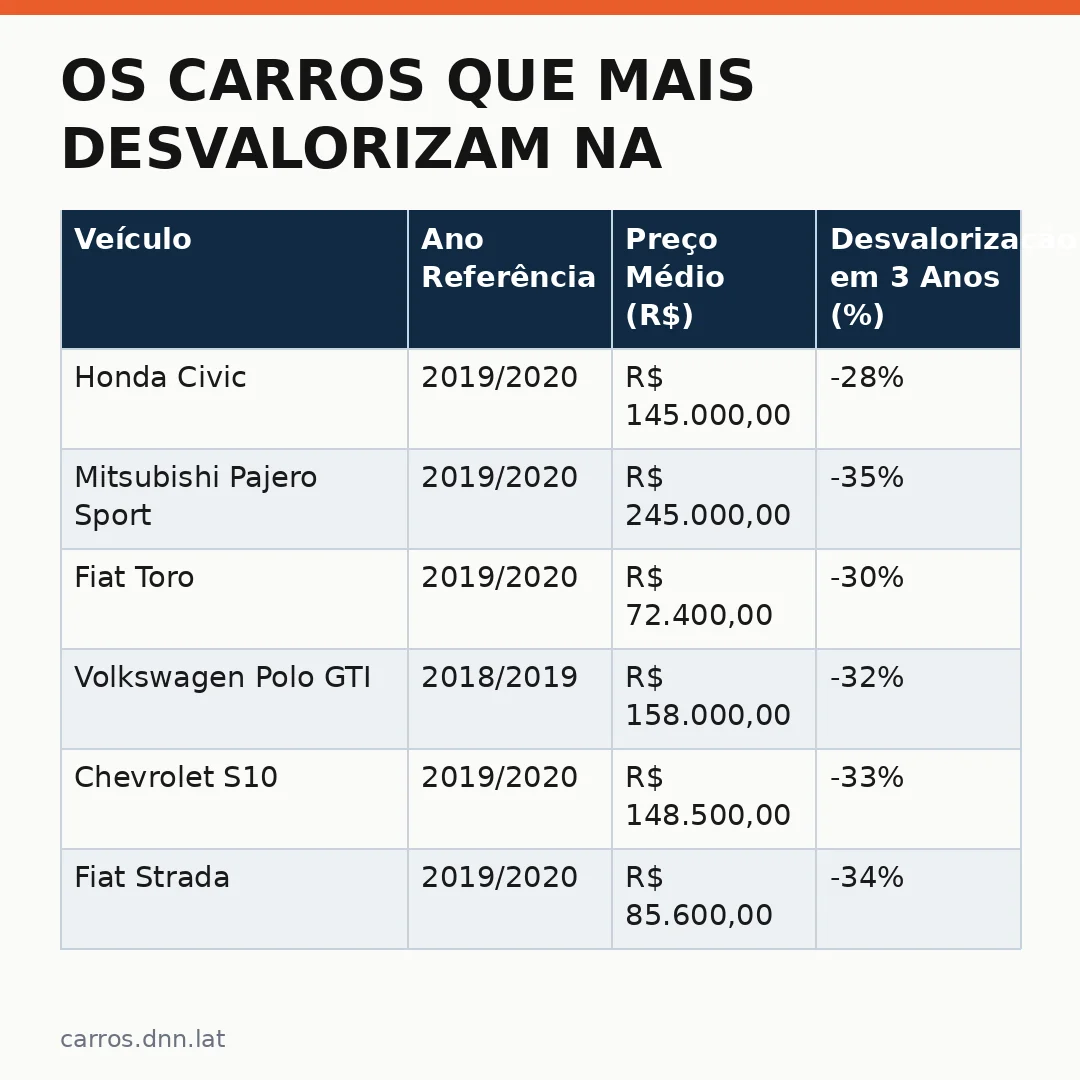 Infográfico - Os carros que mais desvalorizam na revenda e como evitar grandes prejuízos no mercado brasileiro