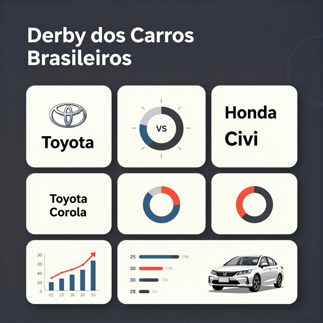 Infográfico - O Derby dos Carros Brasileiros: Toyota Corolla vs Honda Civic – Quem Vence a Classificação?