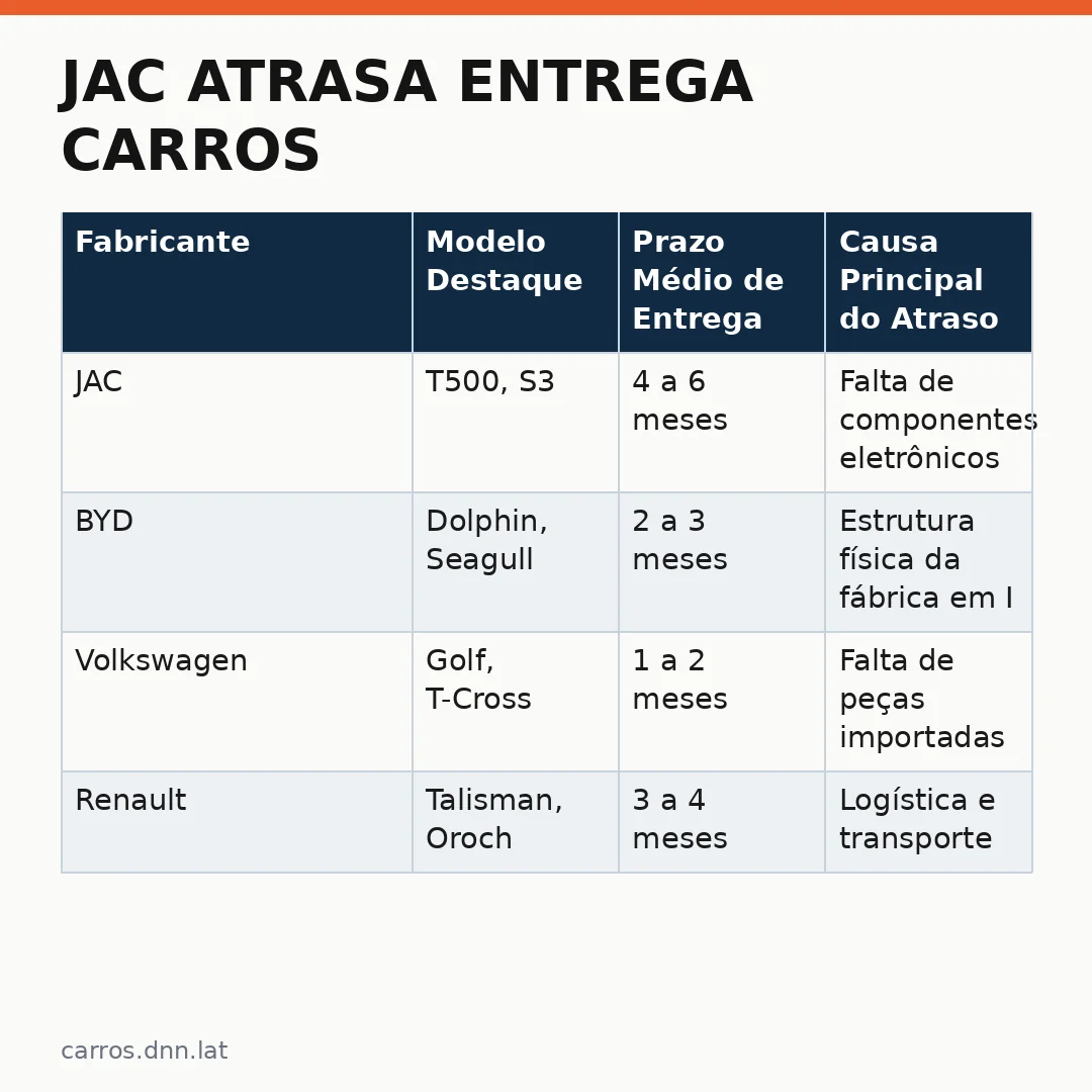 Infográfico - JAC atrasa entrega carros: entenda o impacto no mercado e nas expectativas dos compradores