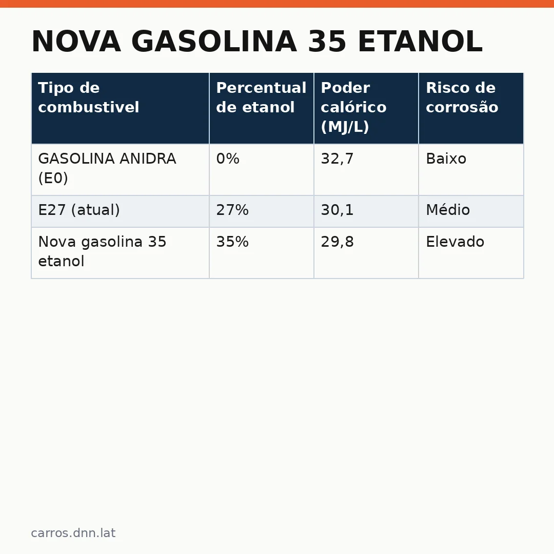 Infográfico - Nova gasolina 35 etanol: o que esperar para os carros populares em breve
