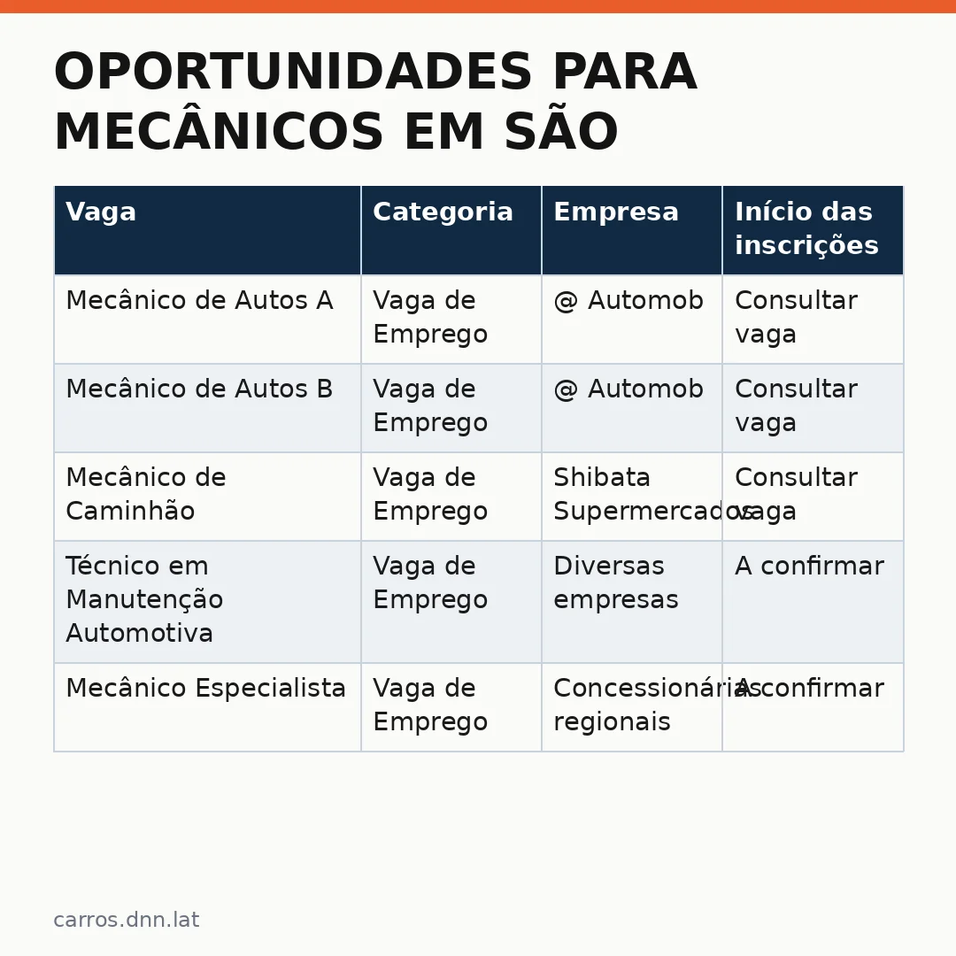 Infográfico - Oportunidades para Mecânicos em São Paulo: O Que as Empresas Estão Oferecendo