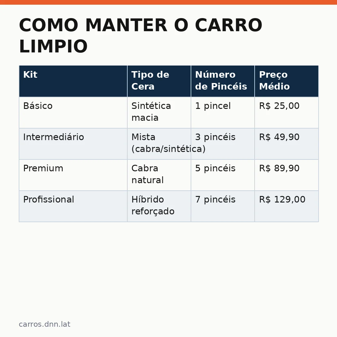 Infográfico - Como Manter o Carro Limpio: 4 Kits de Pincel Automotivo para uma Manutenção Eficiente