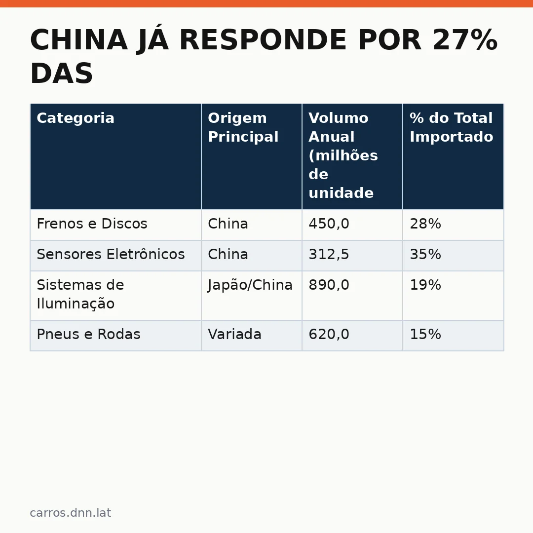 Infográfico - China já responde por 27% das importações de autopeças: o mercado brasileiro olha para o leste