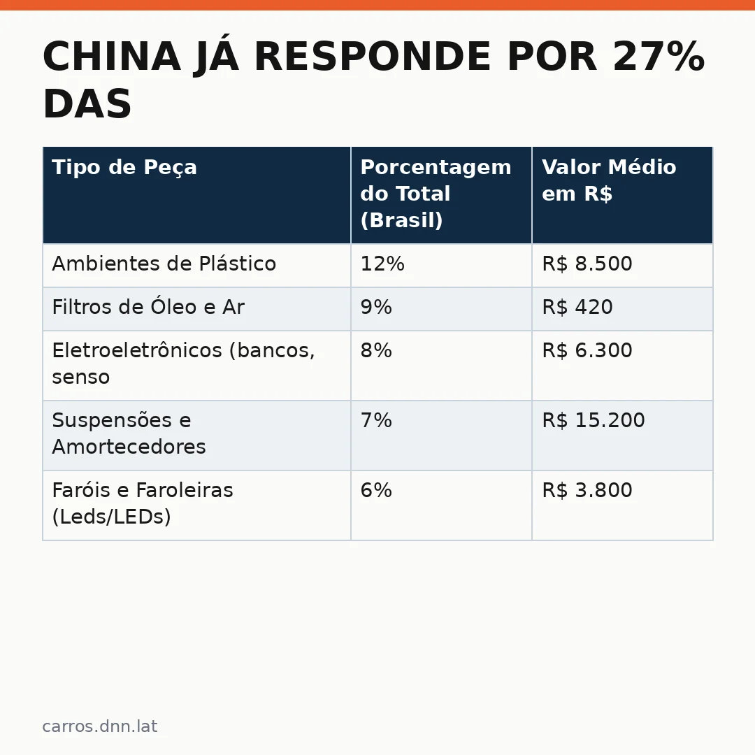 Infográfico - China Já Responde por 27% das Importações de Autopeças: O Que Isso Significa para o Mercado Automotivo Brasileiro?
