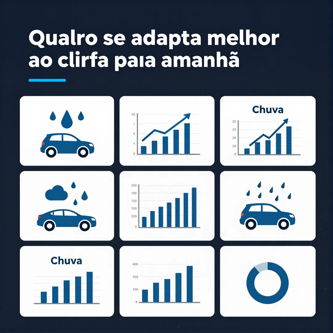Infográfico - Qual carro se adapta melhor ao clima para amanhã: chuva intensa ou estrada molhada? Análise comparativa de desempenho em