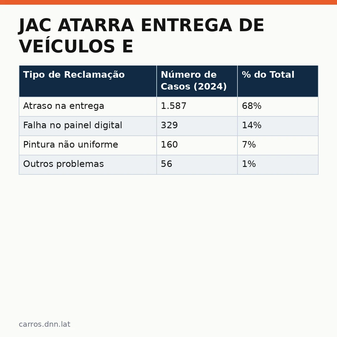 Infográfico - JAC Atarra Entrega de Veículos e Clientes se Queixam de Atrasos
