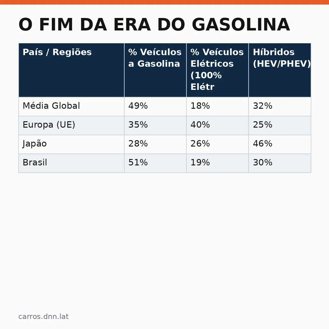 Infográfico - O Fim da Era do Gasolina? Por Que o Brasil Já É Mais Elétrico que o Mundo