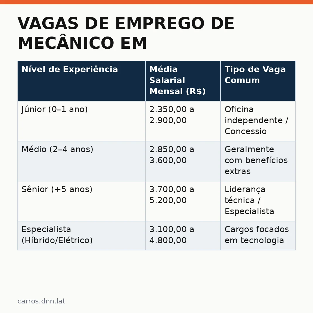 Infográfico - Vagas de Emprego de Mecânico em São Paulo: Oportunidades no Setor Automotivo