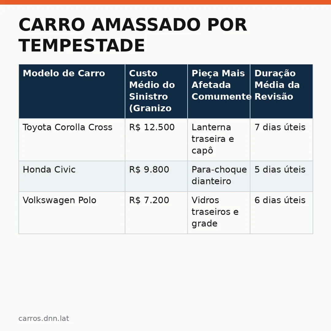 Infográfico - Carro amassado por tempestade? Descubra se o seguro cobre granizo e como acionar