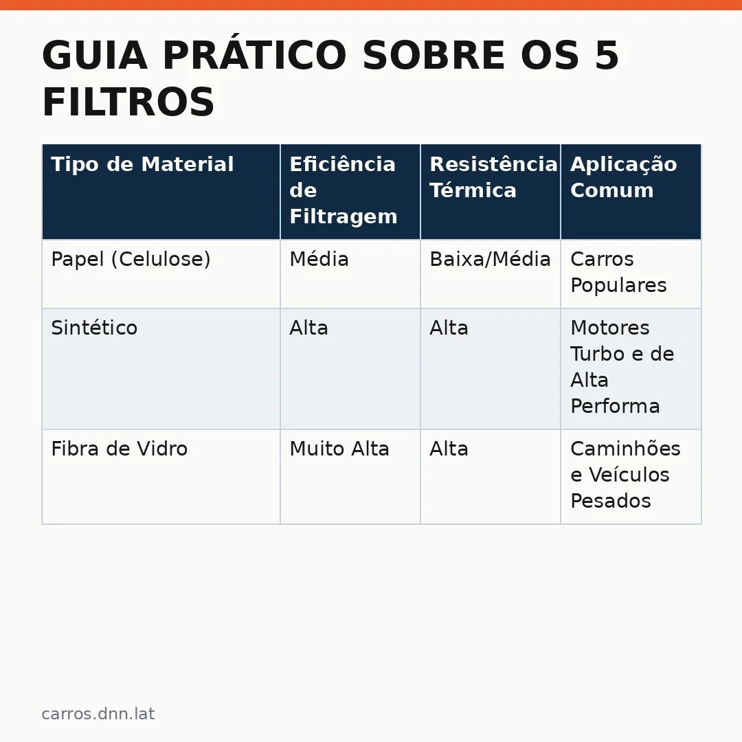 Infográfico - Guia prático sobre os 5 filtros de óleo que garantem a durabilidade do motor do carro