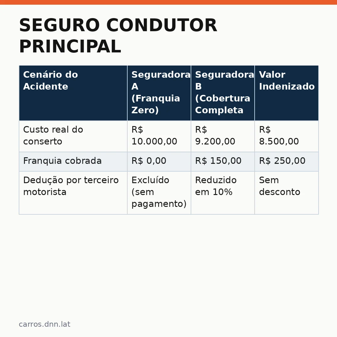 Infográfico - Seguro condutor principal: entenda o risco de perder a indenização ao contratar a franquia zero